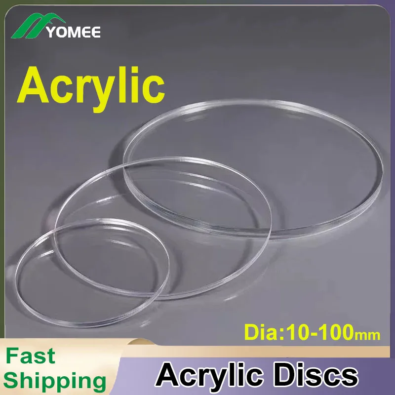 Plastic Acrylic Board Clear Acrylic Discs Beads Round Acrylic Sheet Plexiglass Board Dia 5mm-100mm