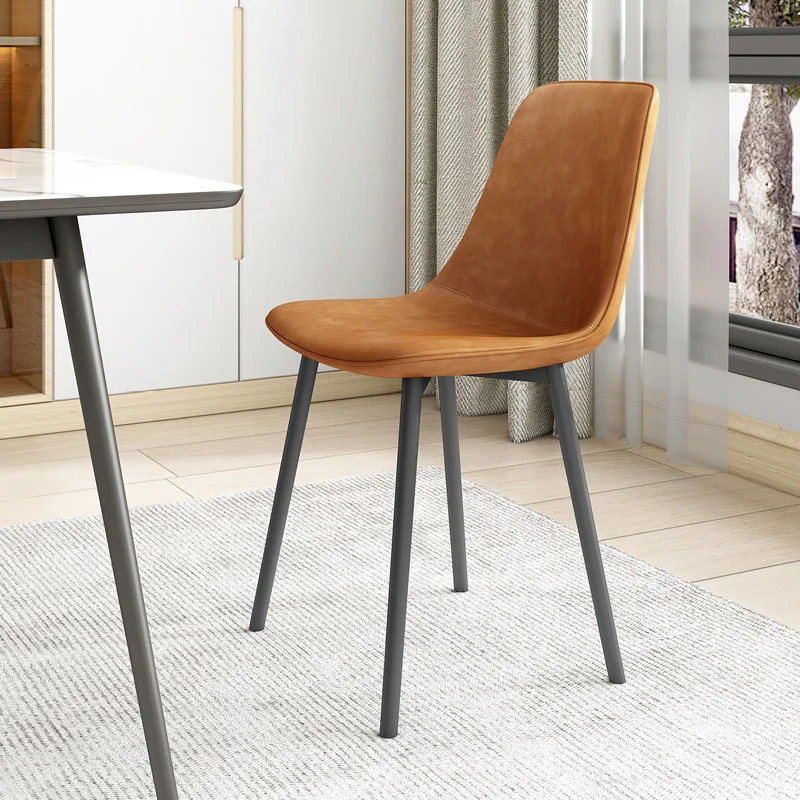 

Кожаные обеденные стулья в скандинавском стиле, эргономичный элегантный игровой стул для отдыха в спальне и на кухне, мебель для гостиной