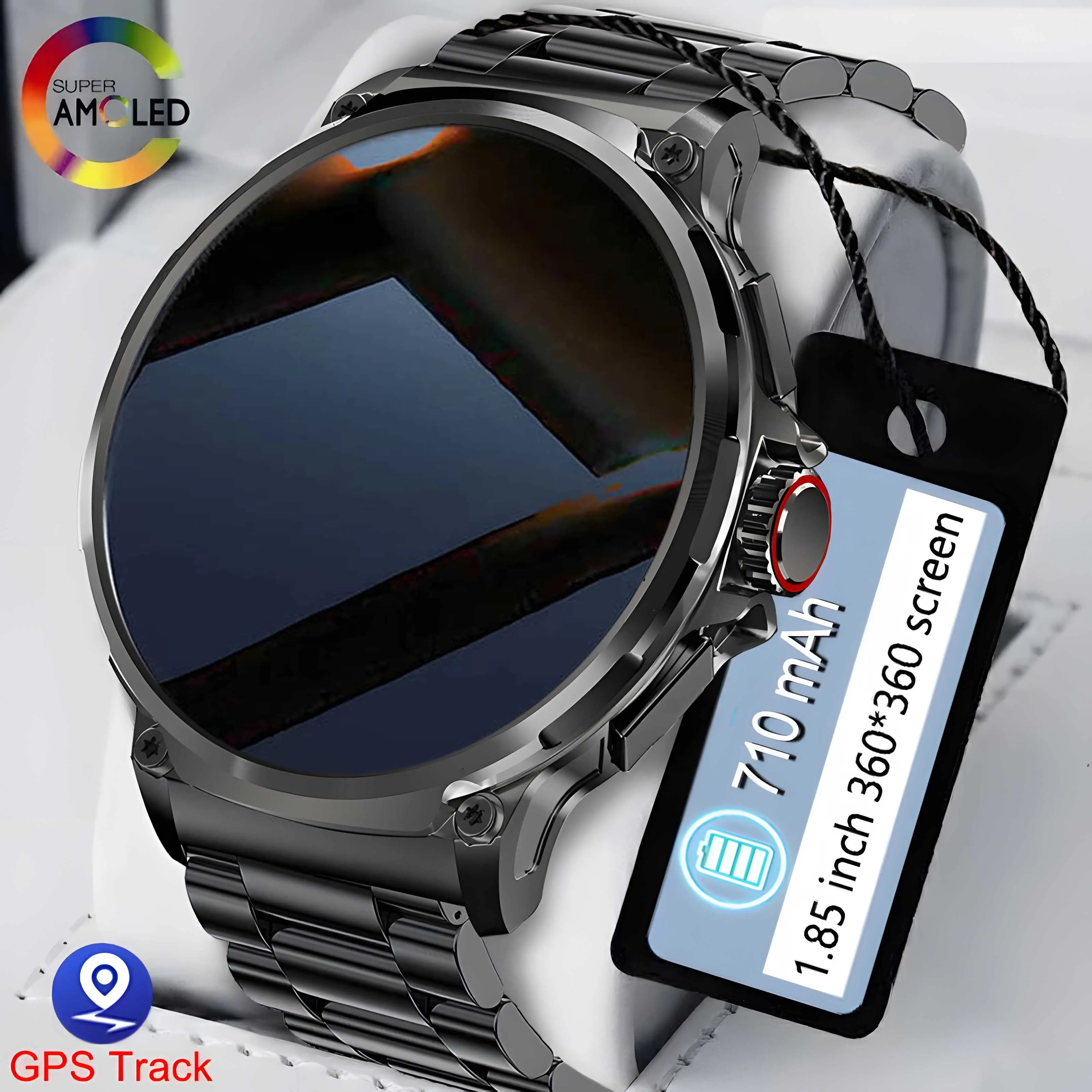 2024 Nuovo Smart Watch 710Mah Batteria Di Grandi Dimensioni Schermo Ultra Hd Amoled Da 1.85 Pollici Gps Sports Tracker Bluetooth Call Smart Sports Wat