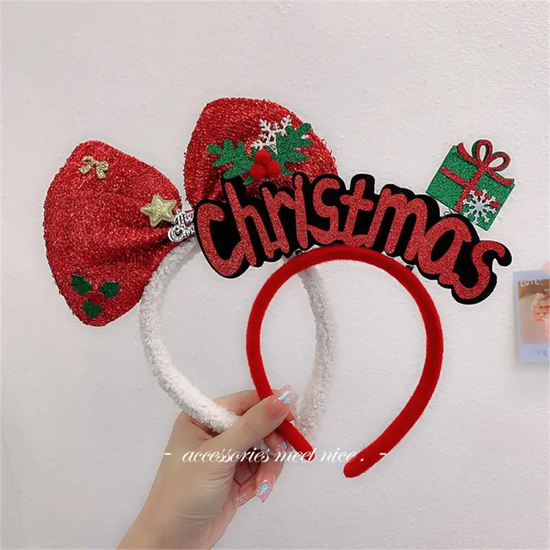 Merry Christmas Headbands Cute Xmas Santa Elk Antlers Headband Hair Hoop Chrismas Tree Bow Hair Accessory New Year Gifts Navidad