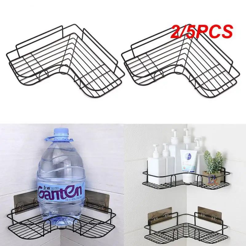 2/5PCS Bathroom Shelves No-drill Corner Shelf Shower Storage Rack Holder Shampoo Tray Stand Toilet Organizer Bathroom