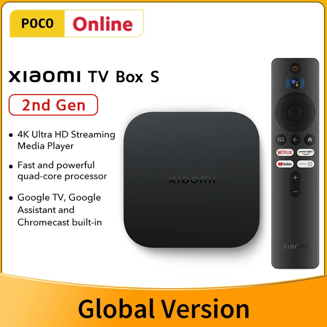 Xiaomi TV Box S (2nd Gen), 4K Ultra HD Streaming Media Player, 2GB RAM 8GB  ROM Smart TV Box, Soporta Google TV, Dolby Vision, HDR10+, Dolby Atmos,  DTS-HD, Wireless Projection, Dualband-WLAN, Negro 