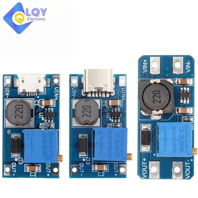 Lqy 5Pcs Mt3608 2A Max Dc-Dc Modulo Di Alimentazione Step Up Modulo Di Alimentazione Booster 3-5V A 5V/9V/12V/24V Booster Regolabile Per Arduino