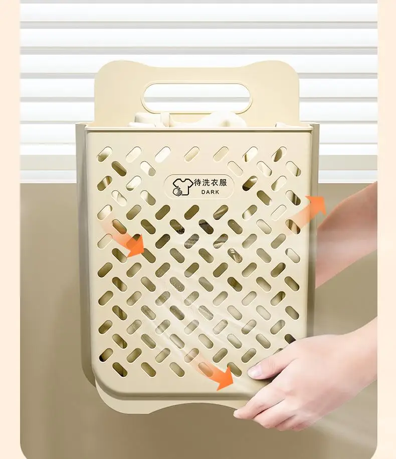 Durable Foldable Plastic Laundry Baskets with Handle Collapsible Laundry Hamper for Dirty Clothes Toys Folding Basket