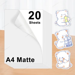 Matte Waterproof Vinyl Sticker Paper - A4 Printable Adhesive Sheets (20 Sheets)