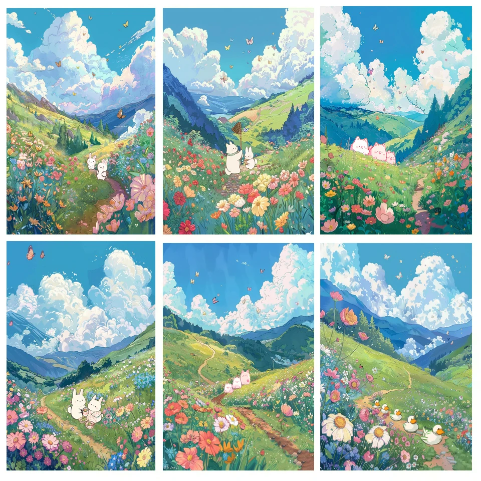 

Hand Painting Small Animals On The Mountain Acrylic Painting By Numbers Kit DIY Artwork Canva Art GiftHome Decoration Gift