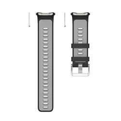 Two - Color Silicone Smart Watch Strap Band - Premium Wristband Accessory (Black Gray)