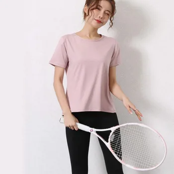 Women Sport Tank Tops Loose Yoga Tops Quick Dry Short Sleeve Workout Sport Tops For Women Fitness Sport Yoga Shirt 4
