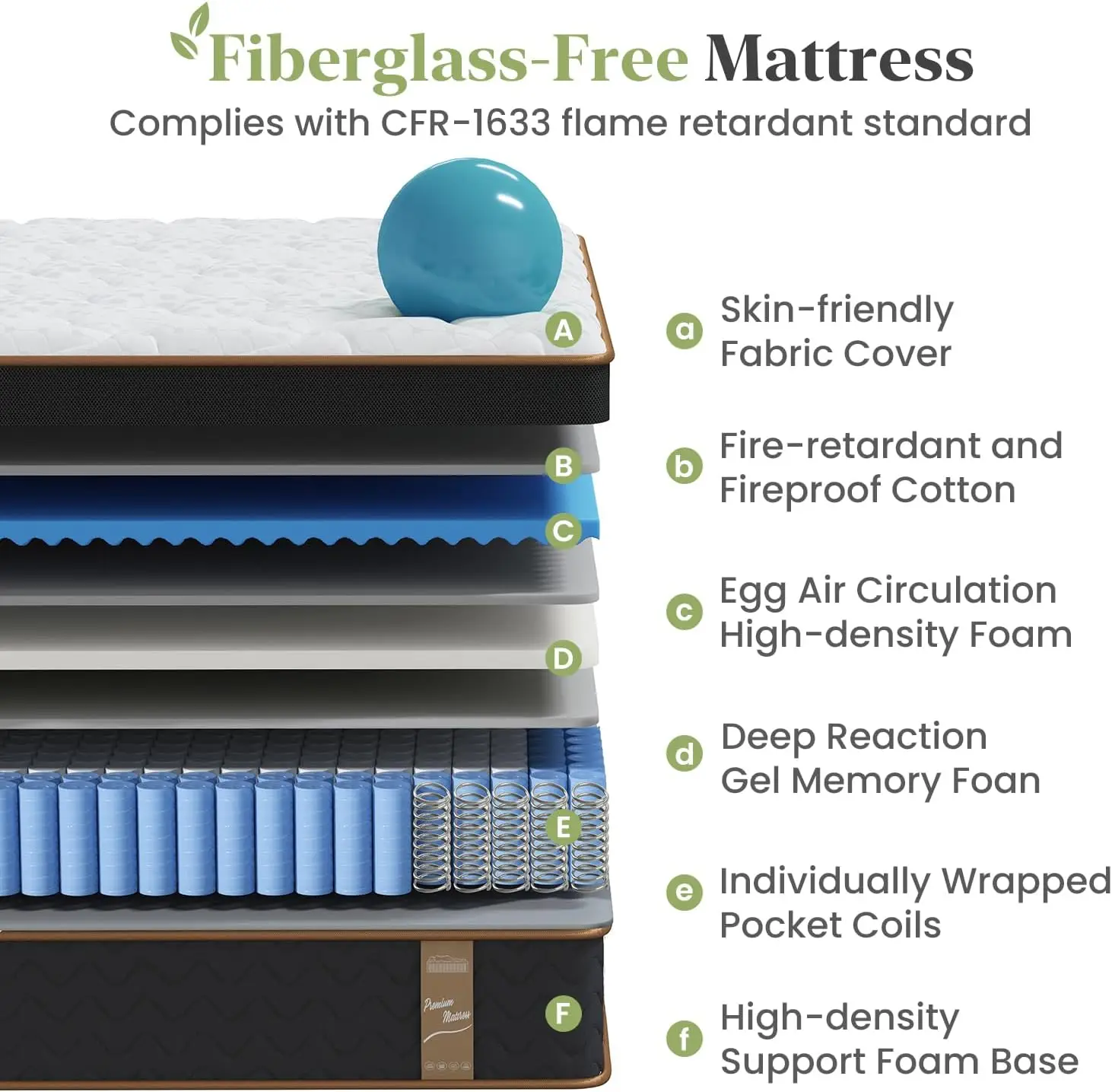 High-Quality Queen Mattress, 14 Inch Plush Hybrid Mattresses with Cool Gel Memory Foam Technology - Fiberglass-Free Design 2