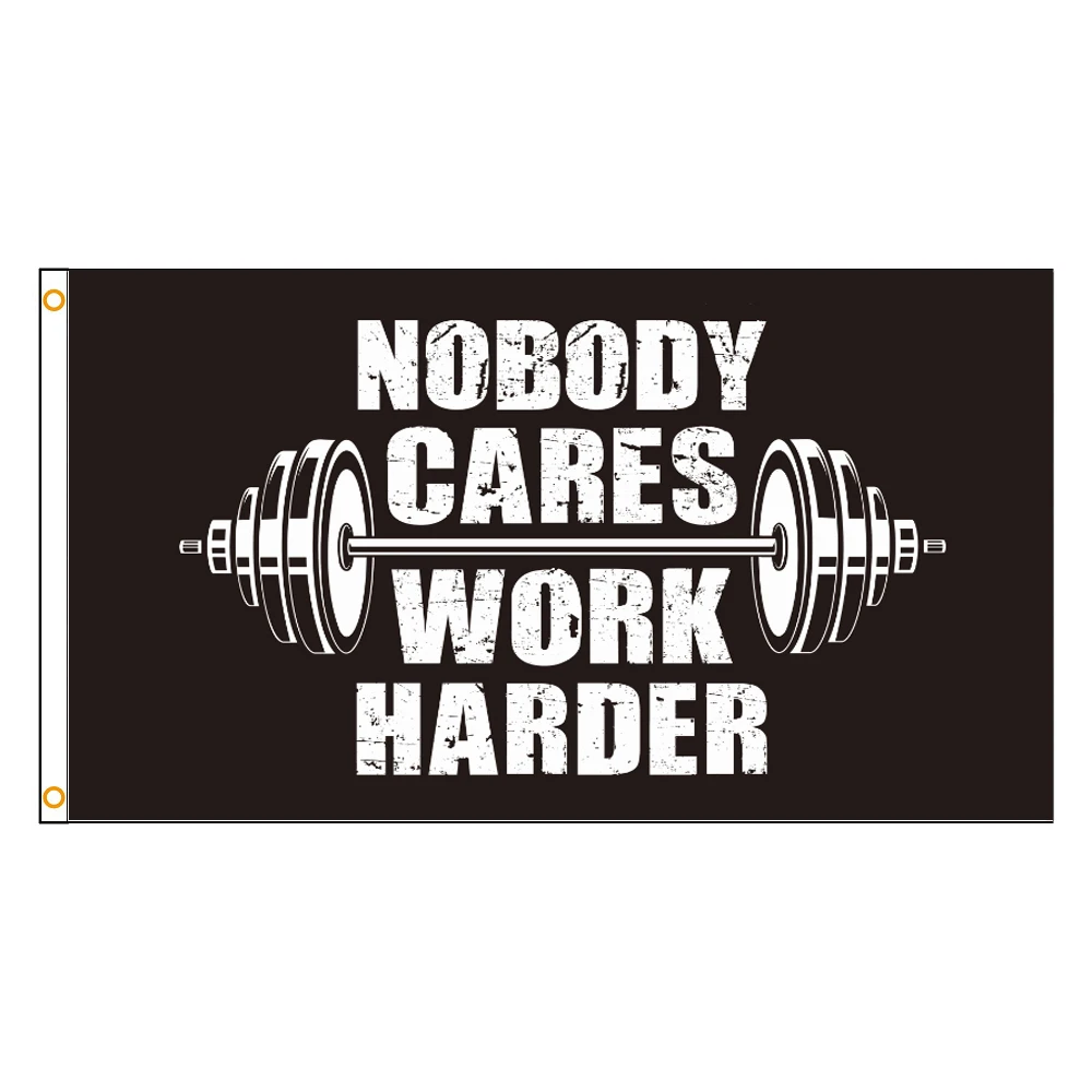 

3x5 Ft Nobody Cares Work Harder Bodybuilding Flag Polyester Printed Fitness Banner For Gym Decor ft flag banner