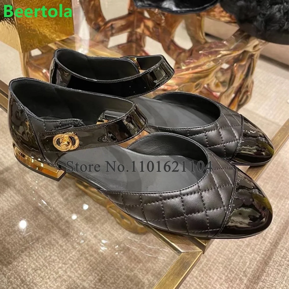 Flat With Mixed Colors Round Toe Shoes For Female Women Elegant Simple Luxury Design Ankle Strap Shallow All-match Girl's Shoes