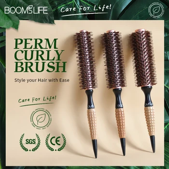 Round Barrel Boar Bristles Hair Brush Women Blowing Curling Styling Hair Comb Anti Static Roll Hairbrush Profissional Wood Combs