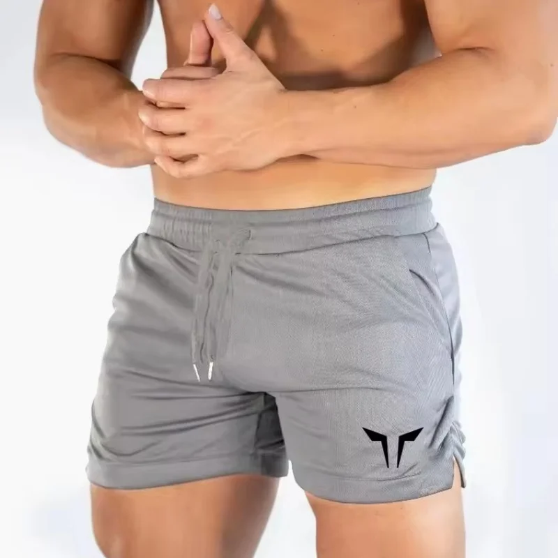 남성 통기성 메쉬 러닝 반바지 드로스트링 여름 퀵 드라이 피트니스 트레이닝 조깅 반바지 남성 프린팅 스웨트팬츠