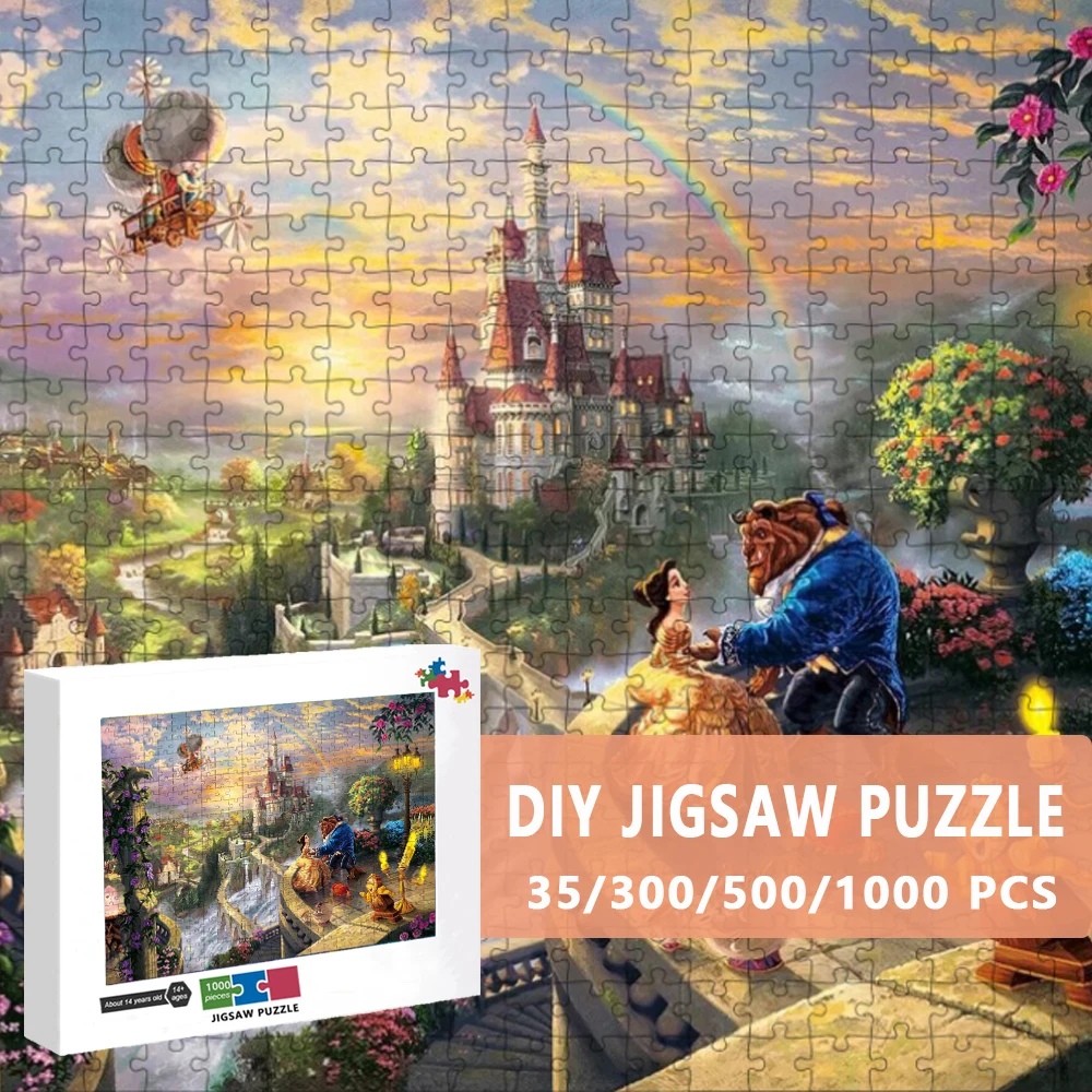 Beauty and The Beast Puzzles for Adults 1000 Pieces Disney Paper Jigsaw Puzzles Educational Decompressing Diy Puzzle Game Toys