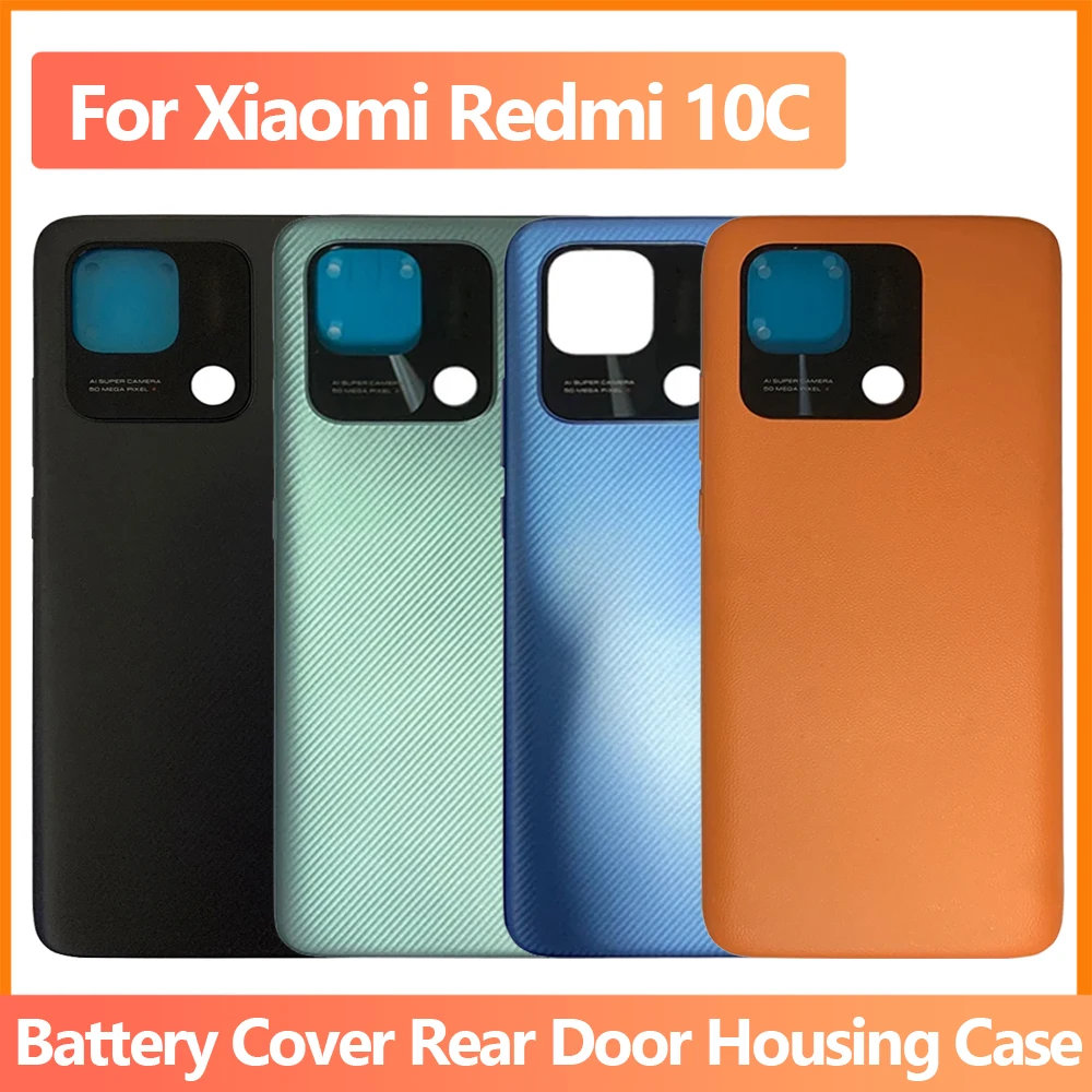 

Новинка, Крышка батарейного отсека для Xiaomi Redmi 10C 220333QAG, Задняя стеклянная панель, задний корпус для Redmi 10C, задняя крышка батарейного отсека
