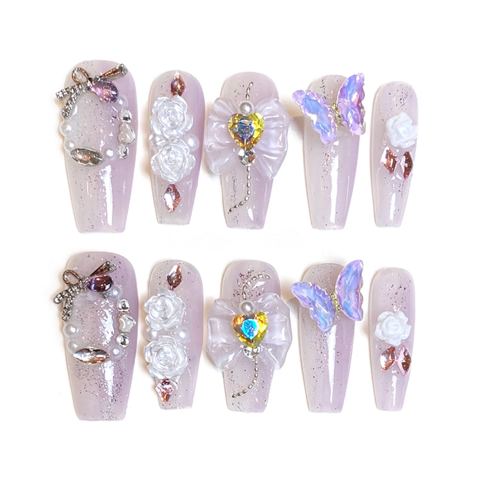 

Purple False Nails with Rhinestone Charming Comfortable to Wear Manicure Nails for Manicure Lovers and Beauty Bloggers