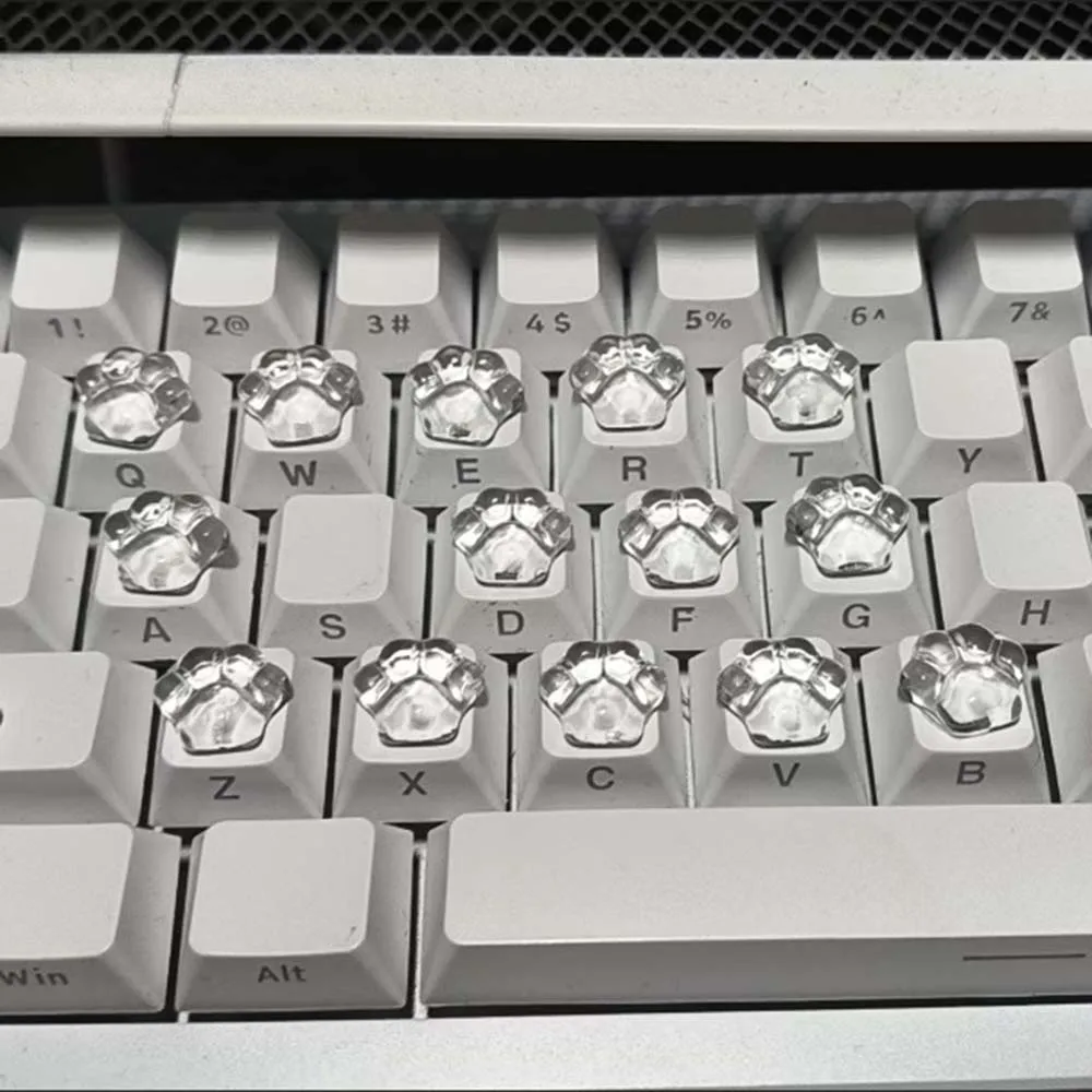 새로운 30Pcs 투명한 고양이 발 키보드 스티커 긴 손톱을위한 높은 키 패드 타이핑 도우미 귀여운 책상 장식 키보드 액세서리