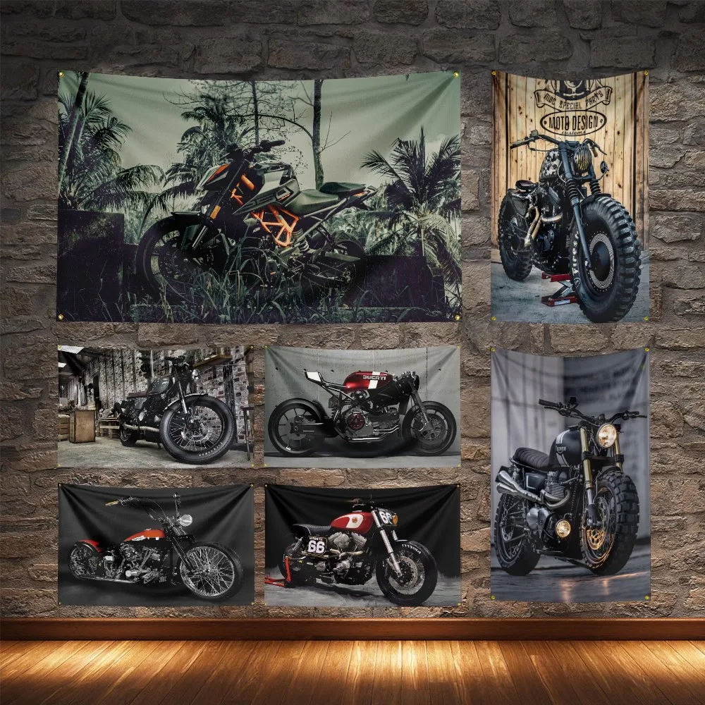 

Classic Motorcycles Flag Polyester Digital Printing Moto Banner For Decoration