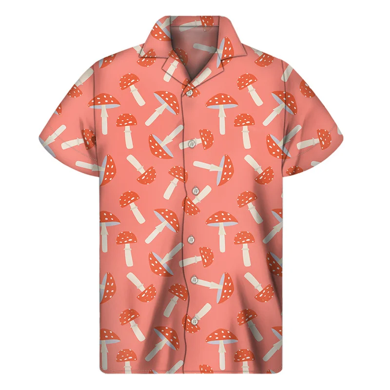 Camisas hawaianas con estampado 3D de setas de dibujos animados para hombre, camisa de solapa de verano, blusas holgadas de manga corta a la moda, blusa con botones para mujer