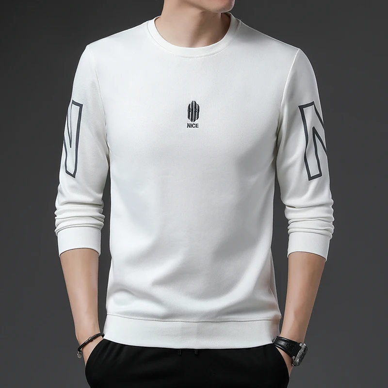 

High End Luxury2022Autumn Men's T-shirt HighQuality Long Sleeve Round Neck Letter Embroidery Korean Fashion Trend Casual Sweater