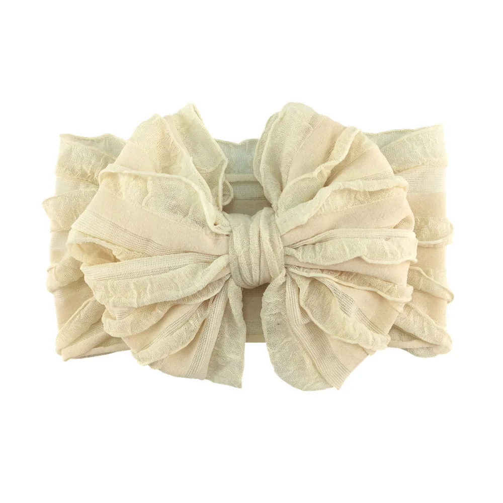 Oversize Lace Bow Baby Headband Wide Soft Flower Silk Hairband for Girl Headwear Children Bow Knot Turban Newbor Infant Headwrap baby stroller accessories Baby Accessories