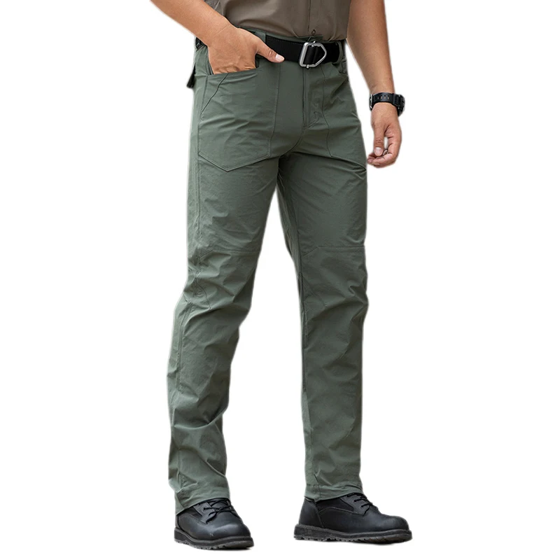 

Summer Cargo Pants Men Breathable Lightweight Male Pants Multi-Pockets Tactical Clothing Elastic Hiking Casual Overalls Trousers
