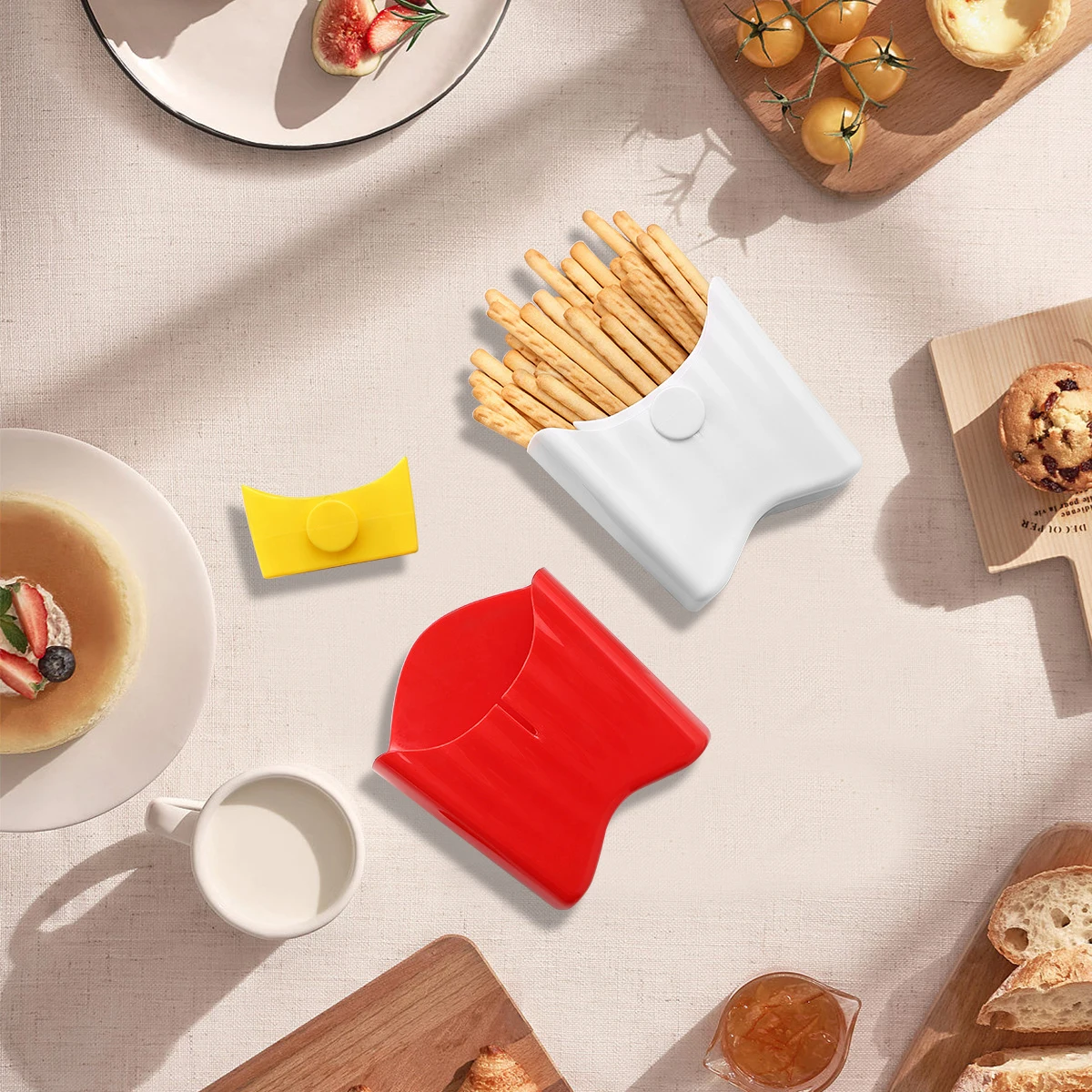Popular Plastic French Fry Box reusable Removable French Fries Holder Food-Grade Storage Containers Square Snack Holder Camping 5