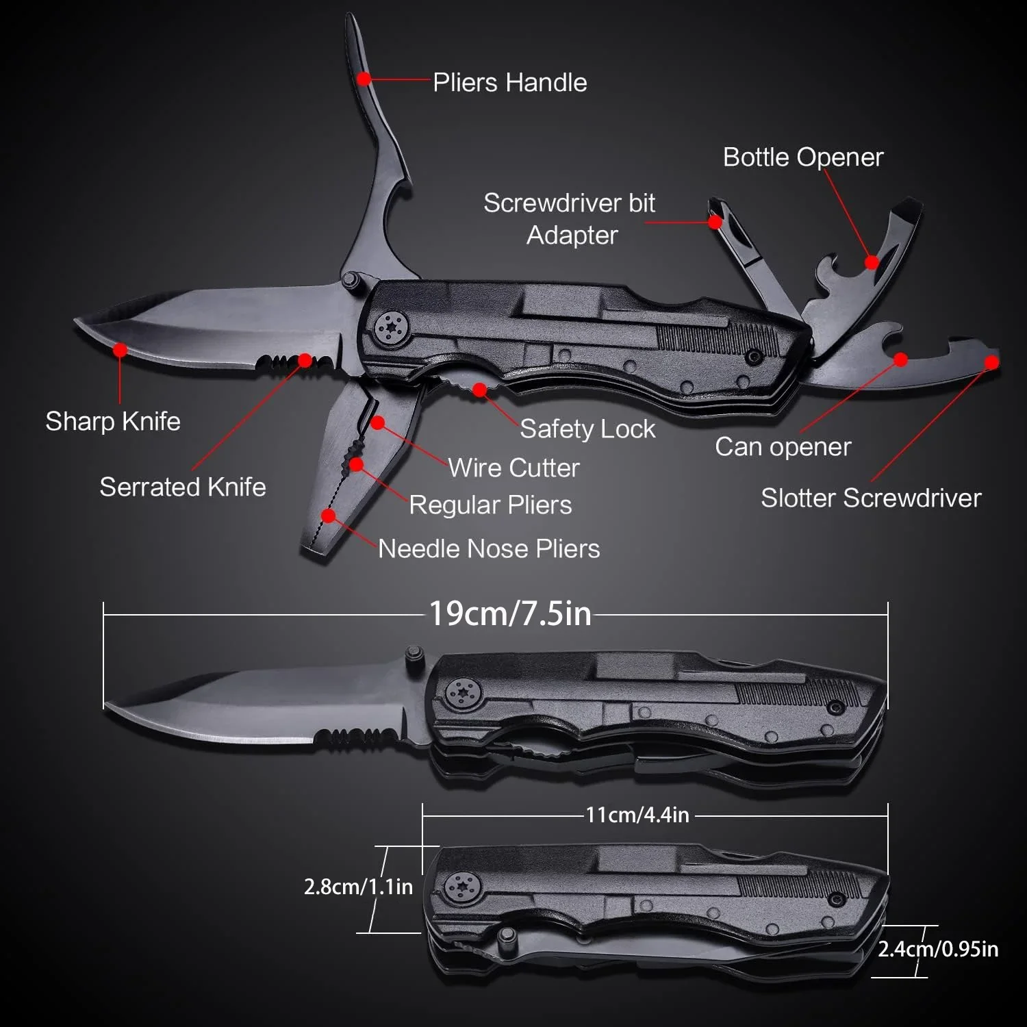 Multifunctional Knife Pliers Portable Survival Foldable Multitool Knife Plier Screwdriver Hand Car Emergency Outdoor Home Tools