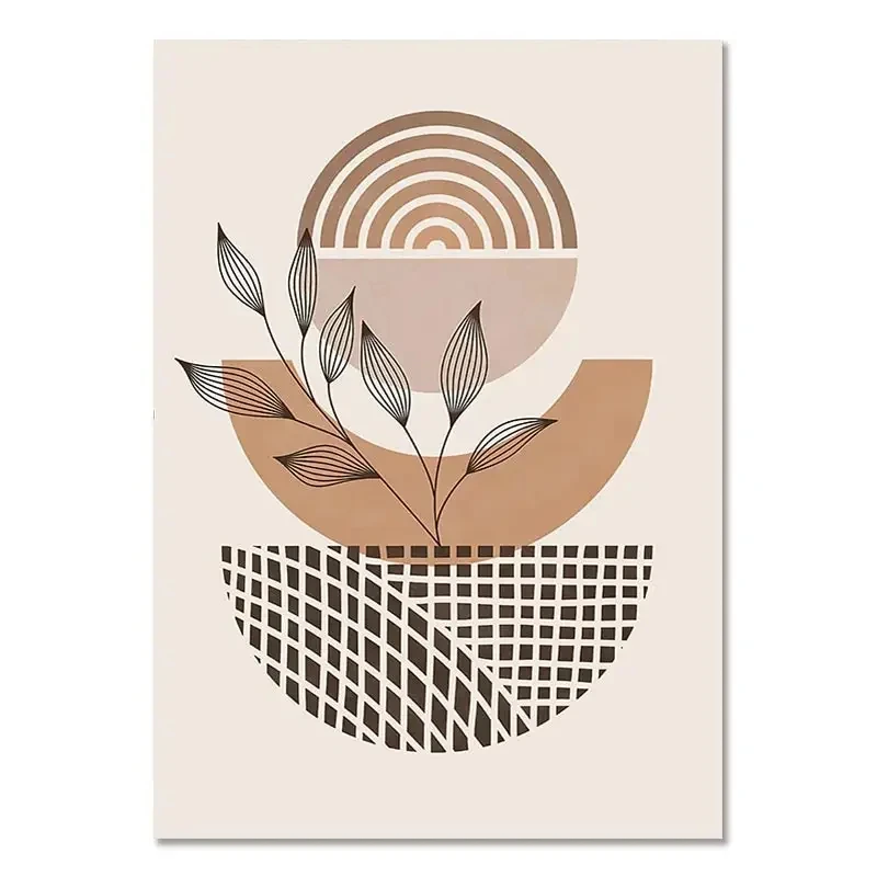 Creative Bohemian Light-Colored Block Canvas Prints Nordic Minimalist Line Wall Art Poster For Living Room Bedroom & Home Decor Peckshirt