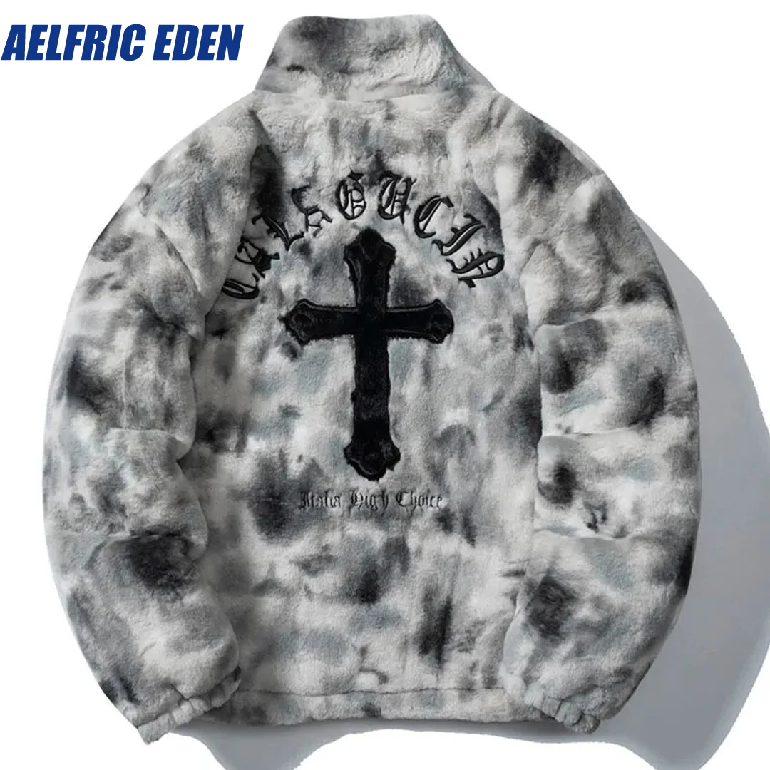 Aelfric Eden Faux Fur Fleece Jacket Parkas Hiphop Streetwear Winter Fuzzy Fluffy Thicken Warm Padded Coat Harajuku Zipper Jacket