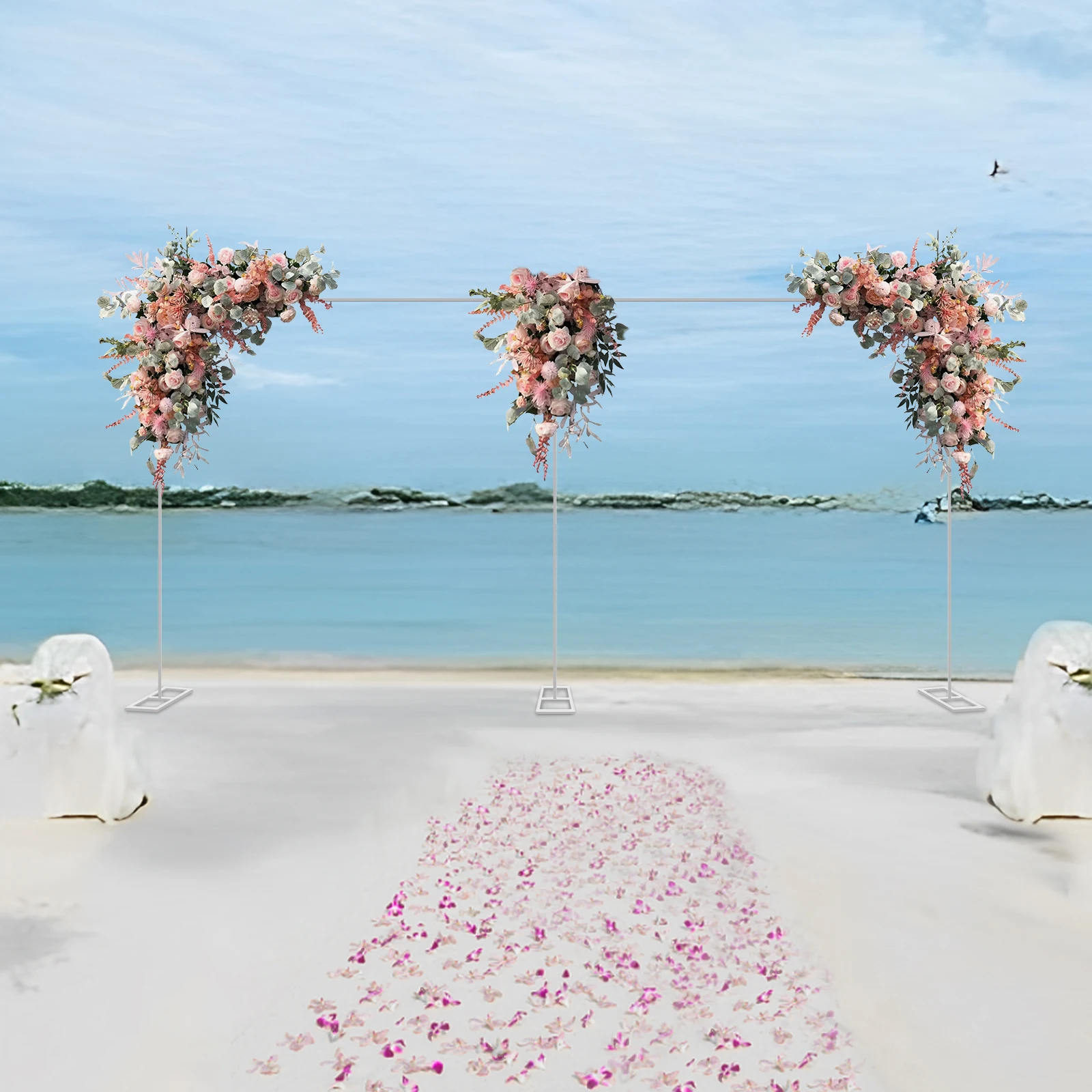 3x6M Rectangular Wedding Arch Stand Heavy Duty Galvanized Iron Backdrop Frame for Ceremony Decor, Large Square Arch for Party Entrance Stage Decoration with Base, DIY Flowers Balloons Wedding Supplies
