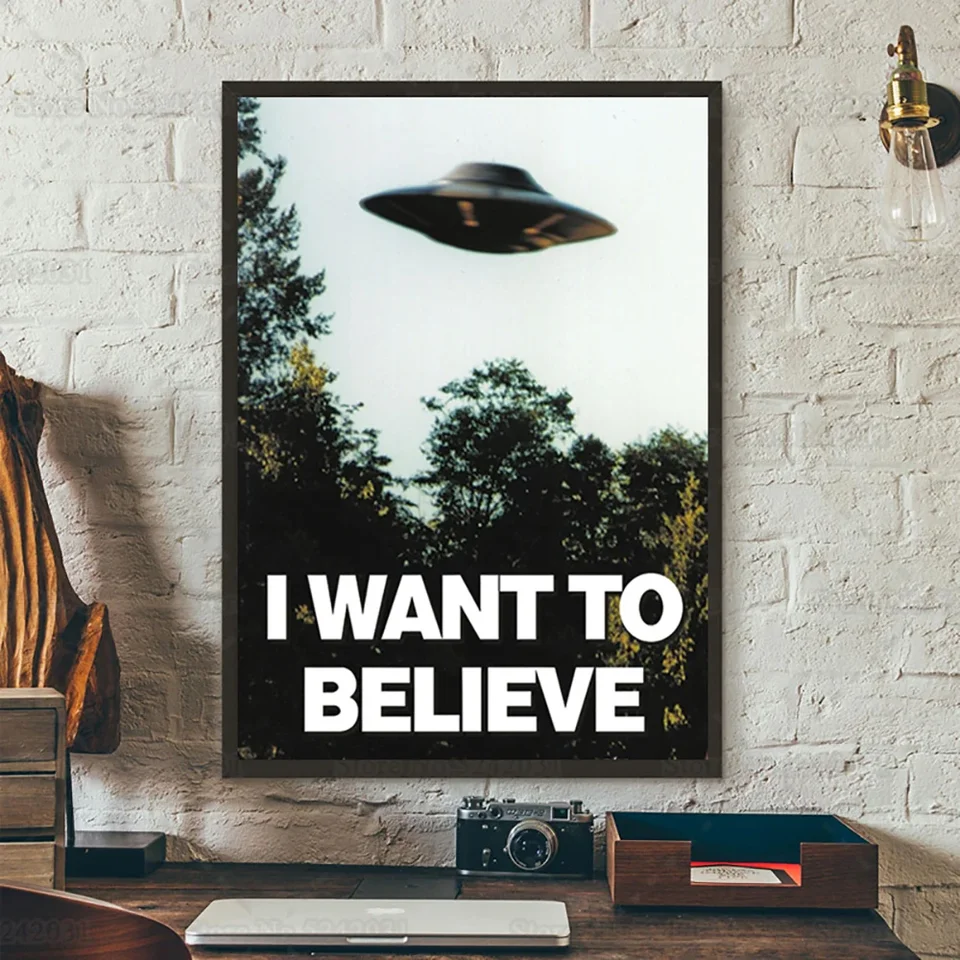 Poster Su Tela UFO Alien I Want To Believe – Stampa Artistica Moderna 30x45 Cm, Decorazione Murale Per Camera Da Letto O Soggiorno