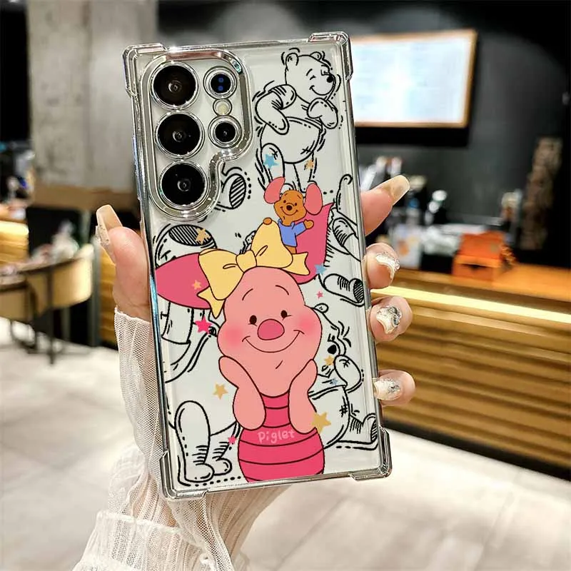 Cute Winnie the Pooh For Samsung S26 S25 Edge S24 S23 S22 S21 S20 Note 20 Ultra Plus Lite Anti-Fall Phone Case 4
