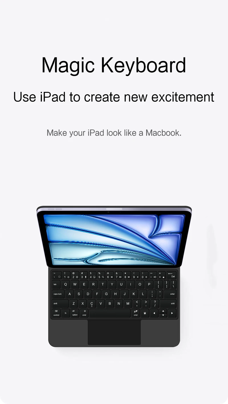 Folio Magic Keyboard For iPad Air 11 Air 6th Gen M2 11" Case Portuguese Spanish French Korean Arabic German Smart Keyboard
