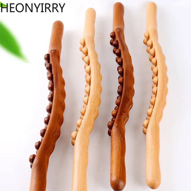 muscle massager stick massage tool 8/20 beads Gua Sha massage stick carbonized wood back scrapping meridian therapy wand muscle relaxing body massager Guasha