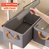Collapsible Clothing Organizer Folding Clothes Storage Basket with Cover Metal Frame Underwear Storage Box Wardrobe Organizer 1