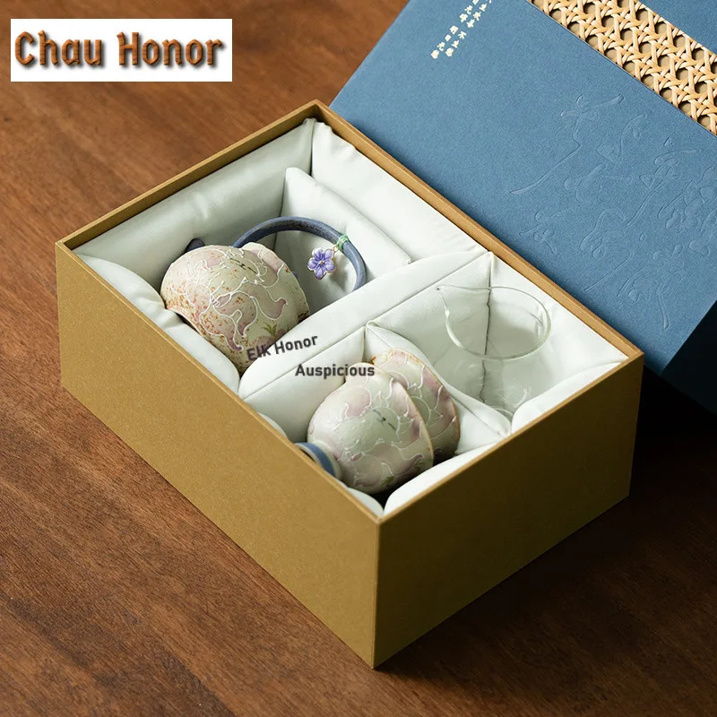 Pure Hand-painted Nine-tailed Fairy Fox Firestone Red Tea Set Complete Set Zen Tea Ceremony Set Teapot And Tea Cup Set Craft