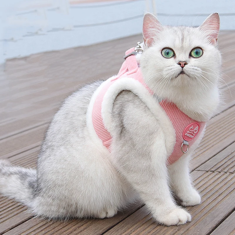 

1PC S/M Autumn Chest Back Adjustable Harness Leash Plushes Pet Vest Plush Dog Traction Rope Winter Cat Pet Supplies