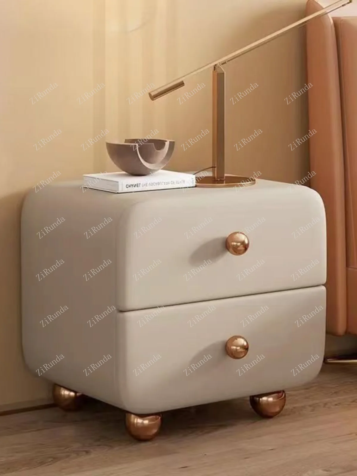 *Bedside table Small solid wood bedroom Easy installation-free household locker