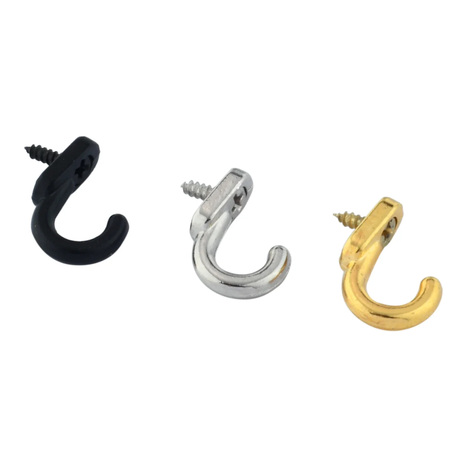 Small hooks 10pcs w/screws alloy wall hangers 17mm/0.67in vintage black silver gold kitchen bathroom key towel hat coat bag mask