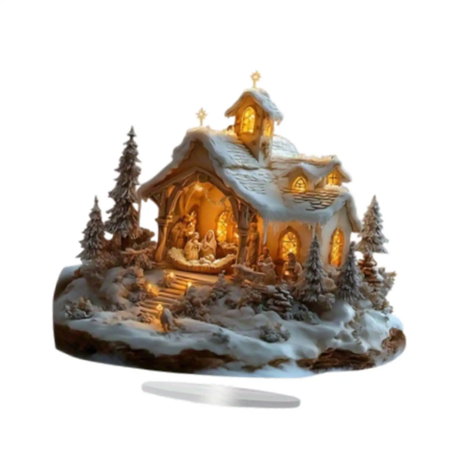 Tabletop Figure Ornaments Desktop Decor Decorative Desk Display Christmas Nativity Figurines for Living Room Home Bedroom Table