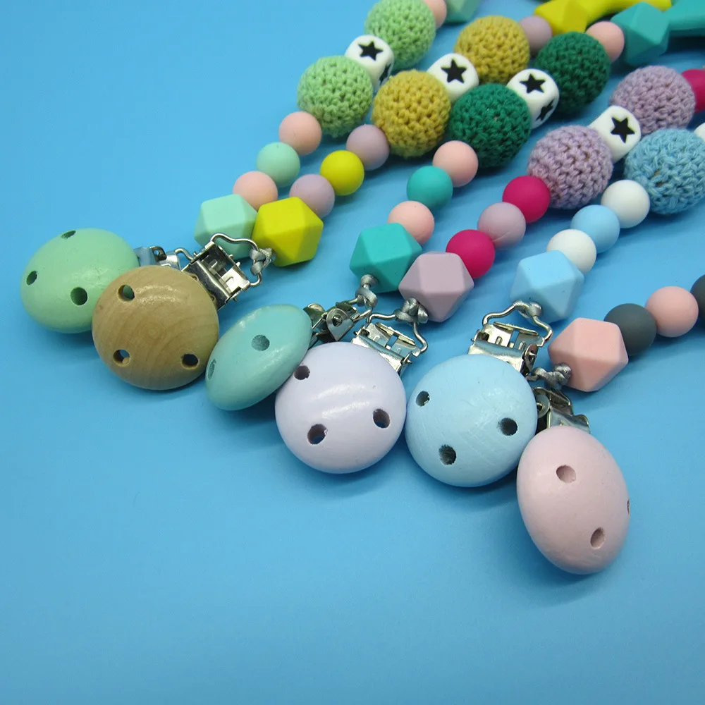 Star Silicone Baby Pacifier Clip, Infant Pacifier Holder Leash, Cute Star-Shaped Dummy Chain Teething Toy for Newborns Toddlers