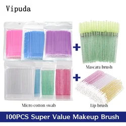 5/50/100Pcs Micro Brushes Cotton Swab Eyelash Extension Disposable Eye Lash Glue Cleaning Brushes Applicator Sticks Makeup Tools