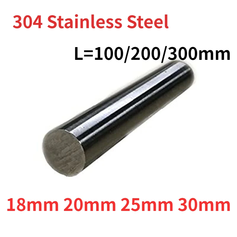 Haste de Aço de 18 mm 20 mm 25 mm 30 mm Eixos 100 200 300 mm 304 Barra de Linear Métrica Redonda Acabamento de Moinho à Terra Extrudido Aço Inoxidável