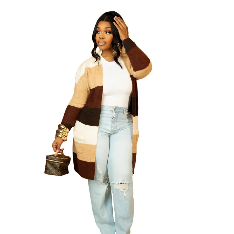 

Women's Fashion 2024 New Striped Print Coat Autumn Workplace Commuting Fashion Elegant Joker Women's Coat