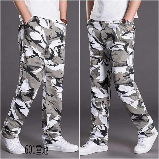 Pantalones de camuflaje con bolsillos múltiples para hombre, pantalones  tácticos de algodón informales, pantalones Cargo blancos, monos sueltos de  camuflaje, Otoño, 2023 - AliExpress