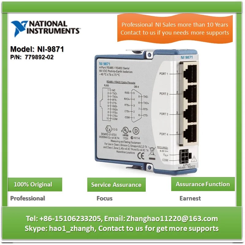 NI 9871 779892 02 4 Port RS485/RS422 Serial Interface CompactRIO Module
