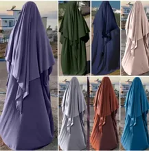 

Eid Prayer Garment Long Khimar Islamic Women Hijab Sleeveless Tops Abaya Jilbab Ramadan Abayas Muslim Arab Clothing Niqab Hijabs