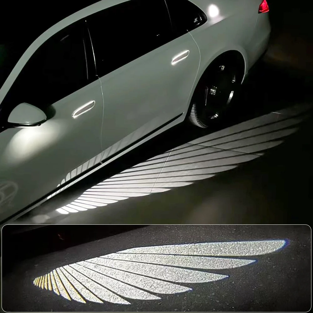 

Car LED Side Rearview Mirror Welcome Ambient Light Dynamic Projector Laser Lamp Accessories Dual Controller Angel Wings Lighting