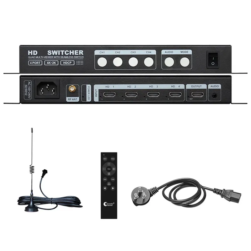 LED Video Splitter AMS QMV-H4 4K HD Multi Viewer 4 In 1 Out Screens Switcher Divider Video For Monitor Dispatching Center